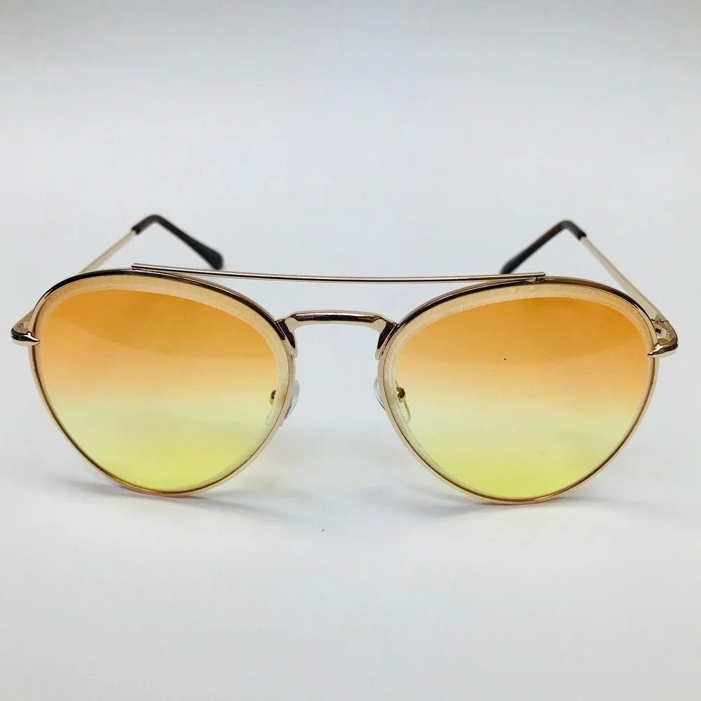 Aviator Sunglasses Gold Frame Yellow Orange Gradient Lens Fashion Shades‎ Luxury